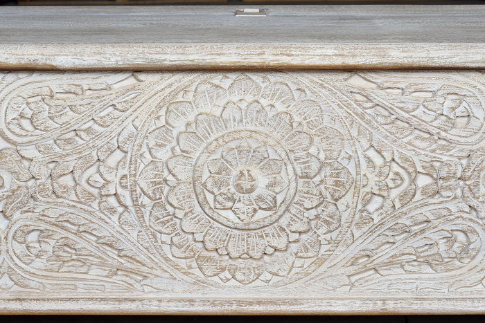 Giner Y Colomer Baúl Madera de Mango Blanco Envejecido 60x150x50 cm